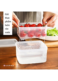 Hộp thực phẩm vuông có giá lót, nắp mềm Nakaya 1100ml Nội địa Nhật Bản