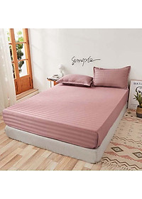Bộ Ga Gối Cotton Kẻ 3F Lidaco Chuyên Dụng Cho Homestay, Khách Sạn - Hồng Phấn