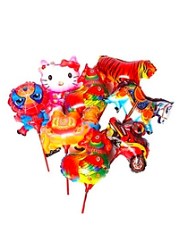 Combo 10 quả bóng bay kèm que cầm tay ( giao ngẫu nhiên) mini