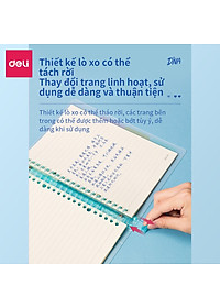 Sổ Tay Ghi Chép 60 Trang Gáy Lò Xo A5 Deli - Xanh Dương/Hồng/Vàng/Xanh Lá - QHA560