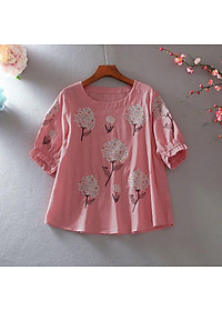 áo tay lỡ (nữ) chất đũi - hoạ tiết hoa, hàng VNXK (A17)