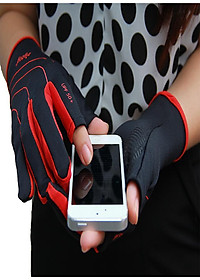 Găng tay hở ngón chống nắng UPF50+ đen đỏ Zigzag GLV00801