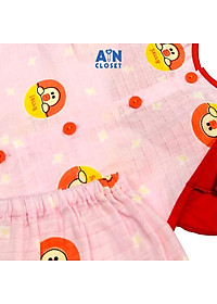 Bộ quần áo lửng bé gái họa tiết Vịt tròn nền hồng xô sợi tre - AICDBGMAWYOX - AIN Closet