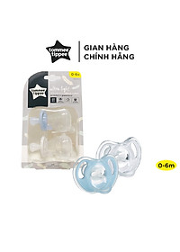 Ty ngậm silicon siêu nhẹ cho bé Tommee Tippee 0-6 tháng (vỉ 2 cái) - Xanh dương/Trắng