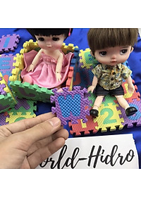 Bộ thảm 12ô chữ xốp ghép mini trang trí nhà búp bê BJD 1/8