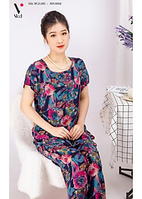 Bộ đồ nữ mặc nhà trung niên cho các bà, các mẹ - Bộ đồ ngủ Tole (lanh) - Bộ mặc nhà trung niên vải lanh (tole) Vicci BGD.082, thiết kế áo cộc tay phối quần dài in hoạ tiết (Màu 1-2-4)