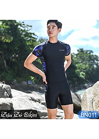 Bộ bơi nam cộc tay quần sooc đùi thể thao khỏe khoắn, chất bơi thun lạnh Spandex cao cấp dày đẹp, co giãn đa chiều | BN011