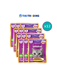 [Combo 12 Gói] Thức Ăn Cho Mèo WHISKAS 1+ years Vị Cá Thu 80g/Gói