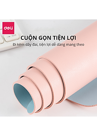Bàn Di Chuột - Miếng Lót Chuột Hai Mặt Da PU Chống Nước Deli - Kiêm Deskpad Thảm Da, Trải Bàn Làm Việc - Nhiều Kích Cỡ Màu Sắc - Hàng Chính Hãng - VS782 VS783