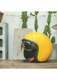 Mũ bảo hiểm 3/4 Sunda 388 kính ẩn - Màu vàng bóng