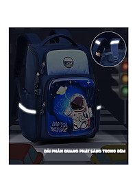 Balo chống gù cho bé đi học tiểu học form hộp đứng nhiều ngăn vải Oxford cao cấp BF18-138L