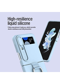 Ốp lưng iRing chống sốc silicon cho Samsung Galaxy Z Flip 4 có nắp đậy bảo vệ Camera hiệu Nillkin Camshield Silky Silicon Case - chống sốc cực tốt, chất liệu cao cấp, trang bị iring đeo tay chống rơi rớt - Hàng nhập khẩu