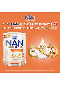 Sữa bột NAN INFINIPRO A2 2 với công thức đầu tiên chứa đạm A2, 6HMO & Lợi khuẩn kép nhập khẩu Thụy Sĩ - Hộp 800g (12 - 24 tháng)