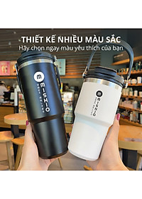 Ly Giữ Nhiệt inox 304 không gỉ sét kèm quai xách và ống hút Mishio size 600ml và 900ml - Hàng chính hãng