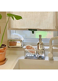 Kệ 2 Ngăn Để Bồn Rửa Chén Có Khay Hứng Giỏ Để Rẻ Rửa Bát Có Khay Hứng Nghiêng Chống Đọng Nước Tiện Lợi