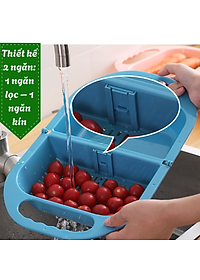 Rổ Rửa Thực Phẩm Kèm Thau Tiện Lợi -Rổ Nhựa Thông Minh Đa Năng Cho Nhà Bếp -Rổ Xả Nước Gập Gọn Cầm Tay -Rổ Rửa Rau Gập Gọn