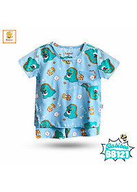 Đồ bộ bé trai Babiboo đồ bộ ngắn tay vải tole mát mẻ, họa tiết dễ thương BB121