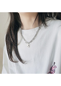 Vòng cổ dây chuyền nam nữ 2 lớp titan thời trang cá tính