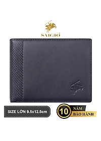Ví Nam Cao Cấp, Da Bò NAPA Láng Mịn In Caro, Mỏng Nhẹ, Size Lớn, Thiết Kế Đơn Giản - Sang Trọng, Dáng Ngang - Gập 2, Ngăn Đựng Tiền Có Khóa Kéo, Nhiều Ngăn Để Giấy Tờ Tiện Dụng - Hàng Chính Hãng SAIGIO