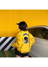 Áo Khoác Dù Hai Lớp Unisex, Áo Khoác Bomber MC Form Rộng 2 Màu Vàng Đen Nam Nữ Ulzzang, Labibi