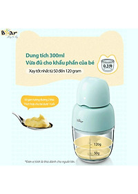 Máy Xay Thực Phẩm Xay Ăn Dặm BEAR Xay Cực Êm An Toàn Vệ Sinh 0.3L Công Suất 120 W  - Hàng Chính Hãng