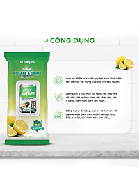 Khăn giấy ướt lau bếp Ecowipes khổ lớn 30x20 cm Kitchen Wipes gói 42 tờ loại bỏ dầu mỡ và vết bẩn nhanh chóng