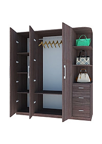 [Miễn phí vận chuyển & Lắp đặt tại TP. Hồ Chí Minh] Tủ quần áo gỗ cao cấp thiết kế thông minh 3 cánh, nhiều ngăn hộc phong cách sang trọng Ohaha - TQA032 - Màu E/Màu Xám