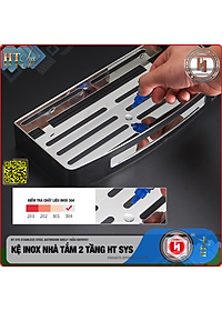 Kệ nhà tắm inox 304 HT SYS - Kệ để đồ phòng tắm 2 tầng đa năng - Chất liệu inox 304 cao cấp - Tích hợp móc treo đồ - LOẠI DÀY - Hàng Chính Hãng