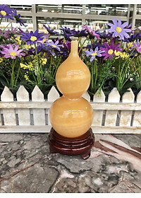 Bầu hồ lô phong thủy hút tài lộc đá ngọc hoàng long - Cao 16cm