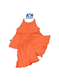 Bộ quần áo ngắn bé gái Cam trơn rũ cotton lụa - AICDBGDRU5TF - AIN Closet