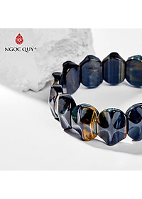 Vòng tay đá mắt hổ xanh đen bản dày mệnh thủy, mộc - Ngọc Quý Gemstones 