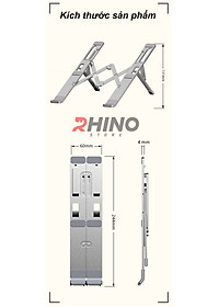 Giá đỡ Laptop, cho ipad, cho macbook tản nhiệt Rhino KL102, kệ đỡ máy tính nhôm cao cấp, gấp gọn, tặng kèm túi đựng - Hàng chính hãng