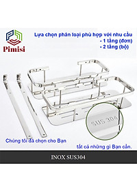 Kệ Nhà Tắm Để Đồ Gắn Tường Phẳng Thẳng Hay Để Góc Pimisi Inox 304 Hình Chữ Nhật Đựng Đồ Trong Phòng Tắm Sáng Bóng Dễ Vệ Sinh Hoặc Kệ Nhà Bếp 1 - 2 Tầng Thông Minh Gắn Tường Bằng Khoan Đinh Vít Chắc Chắn | Hàng Chính Hãng