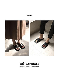 Dép quai ngang Unisex Basic Sandals WAA.- DA THẬT 100% - Sản phẩm thiết kế - Màu đen