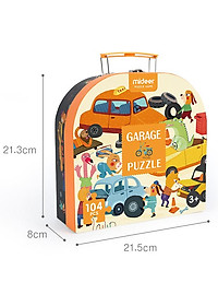 Bộ xếp hình valy Mideer 104 mảnh ghép dành cho bé từ 4 tuổi (Puzzle) - Chủ đề Garage xe ô tô