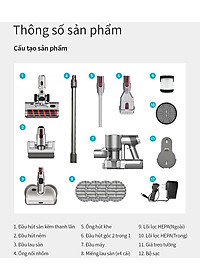 Máy hút bụi không dây Lock&lock ENV356GRY đa năng cầm tay 3 trong 1 (lau sàn, hút bụi, hút bụi giường nệm), động cơ BLDC (350W) - Hàng chính hãng