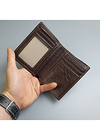 [Da thật] Ví nam da bò vân da voi, Ví đứng nam da thật WS114 (Nâu) - 100% da bò thật, BH 3 năm