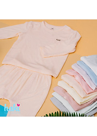 Bộ quần áo dài tay cài vai vải gỗ sồi cao cấp cho bé Haki BM004