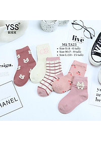 Tất cho bé gái 4 - 12 tuổi màu hồng thun co giãn thoáng khí vớ cổ cao dài cute dễ thương phù hợp trẻ em học sinh nữ TA23