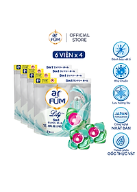 Combo 4 Túi Viên giặt xả arFum 5 trong 1 MỚI lưu hương lâu 16 tuần, khử khuẩn 99% - 6 Viên/ Túi