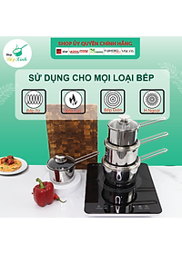 Quánh chống dính bột cháo 3 đáy inox 430 Fivestar Standard nắp kính bếp từ tặng 5 muỗng ăn