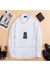Áo Sơ Mi Nam Công Sở Trung Niên Dài Tay Trắng Thương Hiệu Anton Vải Cotton Họa Tiết Chấm Bi Nhỏ  - 302