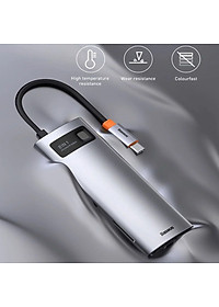 Hub chuyển đổi đa năng 8 trong 1 Baseus CAHUB-CV0G ( Type-C to HDMI/ USB3.0/ LAN / SD Card Reader/ Type C PD 100W, Multifunctional HUB) - HÀNG NHẬP KHẨU
