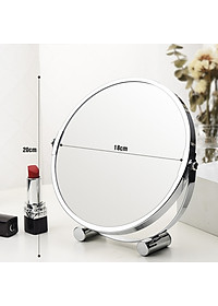 Gương trang điểm phóng đại 3 lần, xoay 360 độ, 2 mặt siêu nét, để bàn, Inox 304, Size 18cm, 20cm, Minh House G31