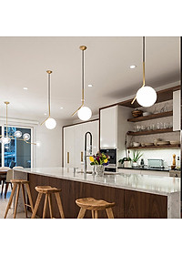 Đèn thả trần trang trí cao cấp hiện đại hình cầu trang nhã mạ Crom đẹp mắt MOON LAMP - đã bao gồm bóng LED