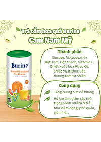 Trà cốm hoa quả Burine dinh dưỡng dành cho bé - Vị Cam Nam Mỹ giúp hỗ trợ giảm viêm nhiễm, tăng cường đề kháng (Không dành cho trẻ dưới 8 tháng tuổi)