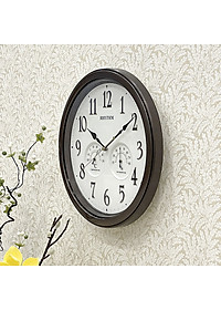 Đồng hồ treo tường Nhật Bản RHYTHM 8MGA37SR06 – KT 33.0×4.7cm, Dùng PIN.  Đo Độ ẩm, nhiệt độ.