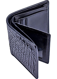 Ví Nam Da Cá Sấu Kiểu Đứng Huy Hoàng HT2228 (12.5 x 10 cm) - Đen