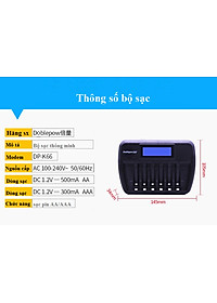 Bộ sạc pin Doublepow DP-K66 + 6 pin tiểu sạc AA 3000mAh Hàng Chính Hãng