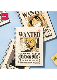 Sổ tay ghi chép gáy xoắn kẻ ngang A5 B5 60 trang hình Vua cướp biển One Piece Deli - Phù hợp học sinh văn phòng - Mẫu ngẫu nhiên - EN004